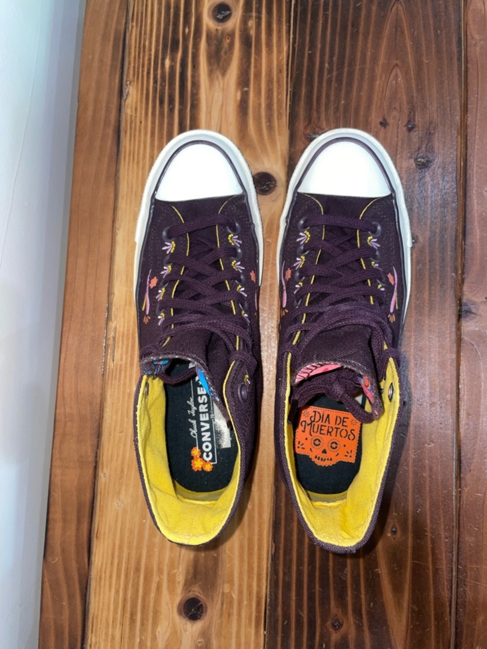 Converse Chuck 70 Platform Day of the Dead Black Cherry/Amarillo Sneakers 8.5 - Picture 12 of 16